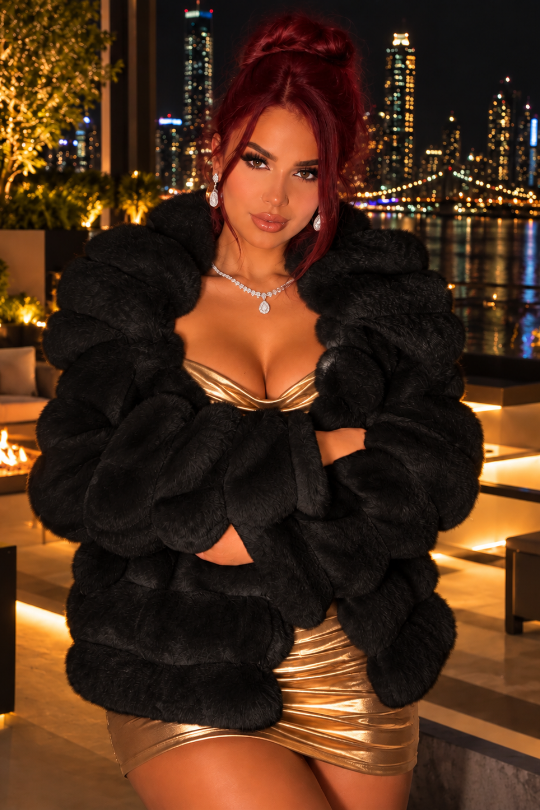 Women's Plush Winter Baby Doll Faux Fur Coat