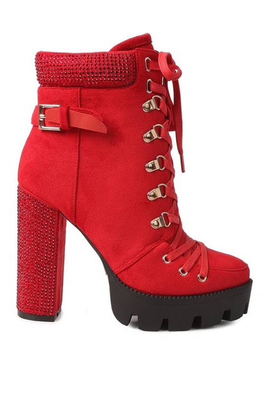 Women's Rhinestone Ankle Platform Booties