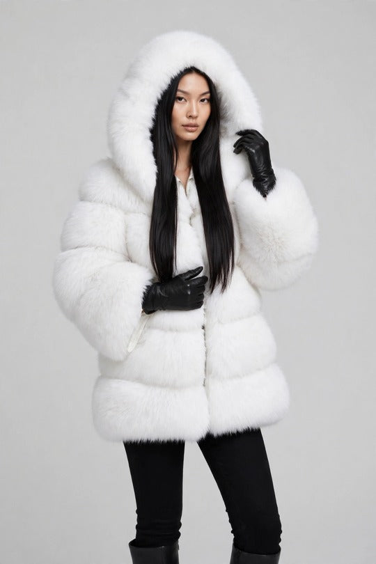 Women's Hooded Faux Fur Coat
