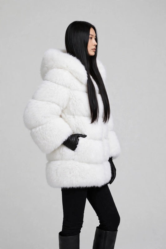 Women's Hooded Faux Fur Coat