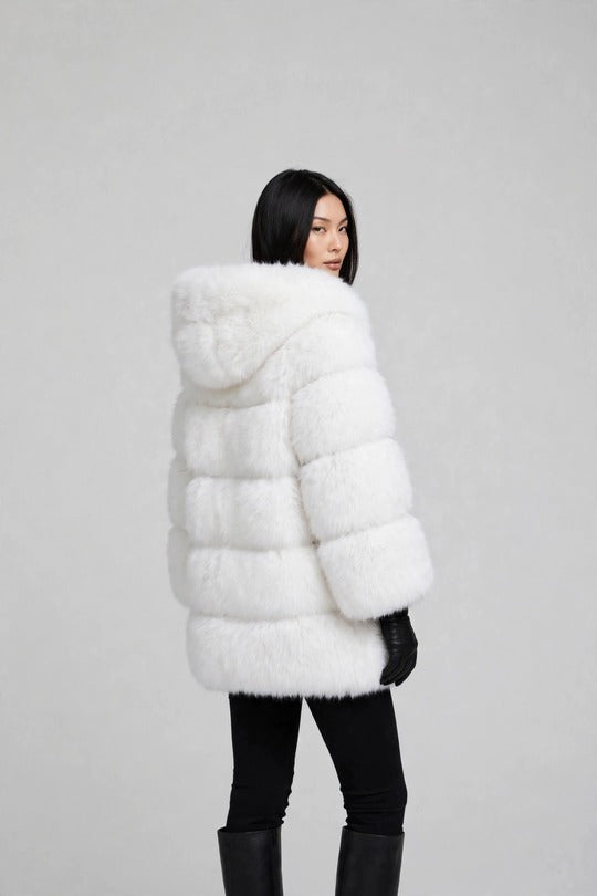 Women's Hooded Faux Fur Coat