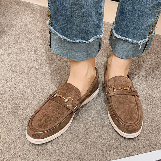 1 Women's Casual PU Buckle Suede Loafers