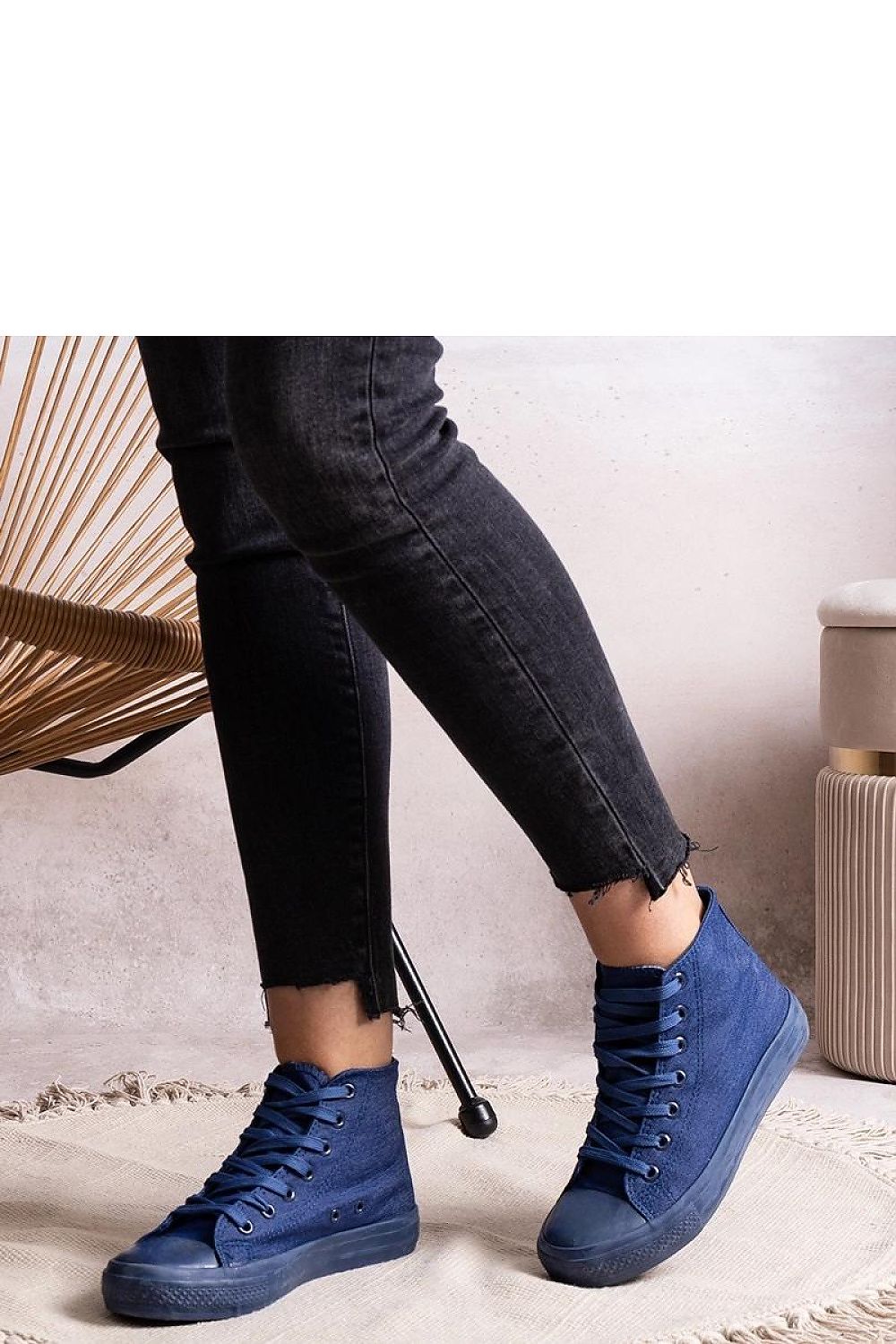 Women's Navy Blue High Top Rafife Sneakers
