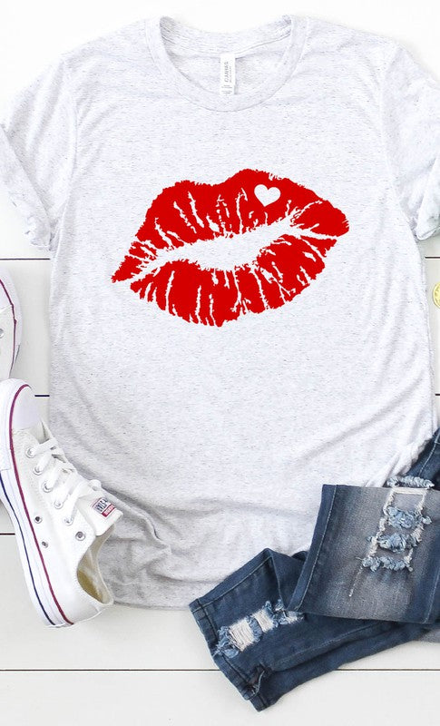 Camiseta con estampado de labios rojos