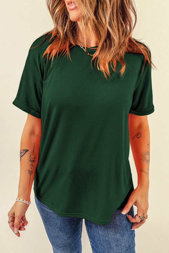 Camiseta informal de manga corta y cuello redondo