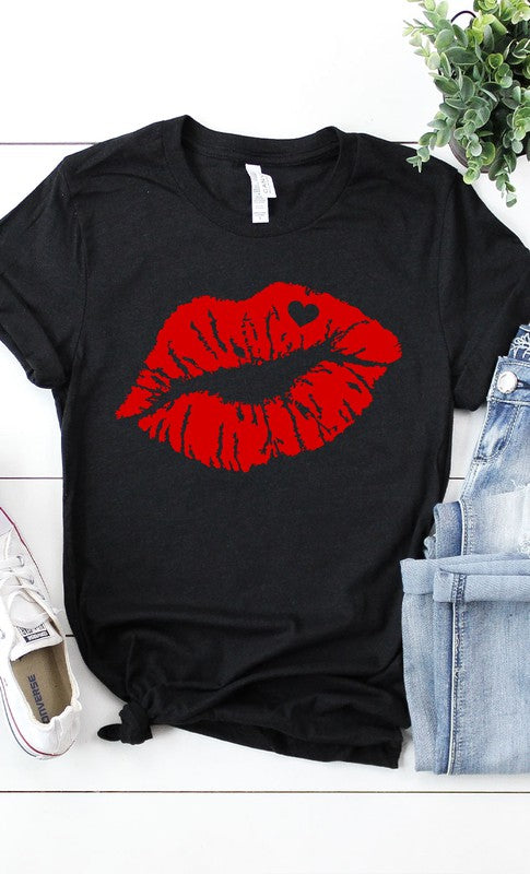 Camiseta con estampado de labios rojos