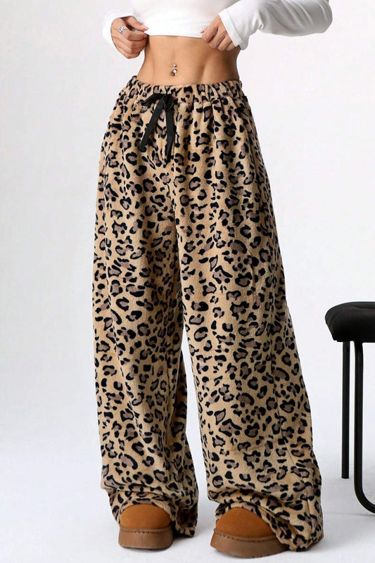 Women's Leopard Wide Leg Lounge Pants
