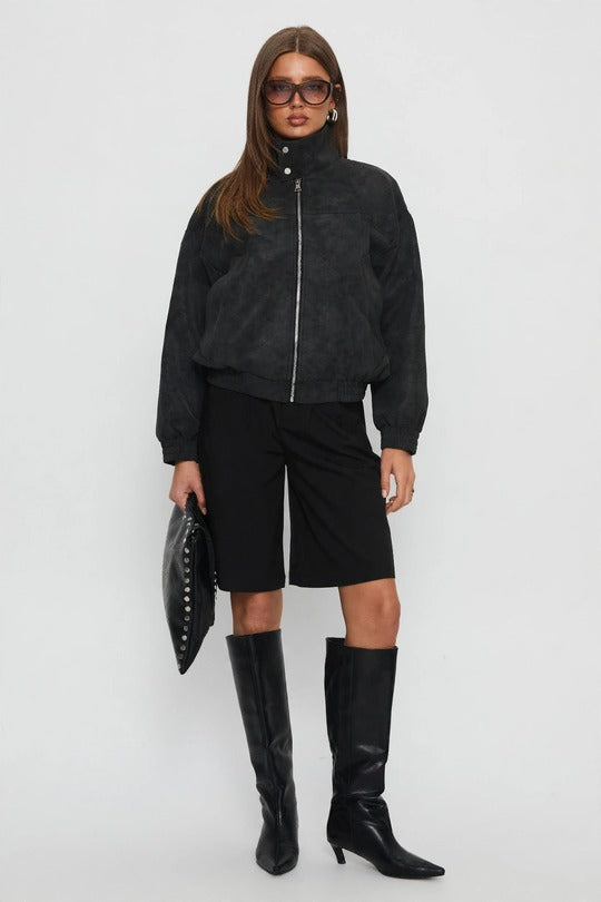 Women’s Suede Attitude Oversized Bomber Jacket