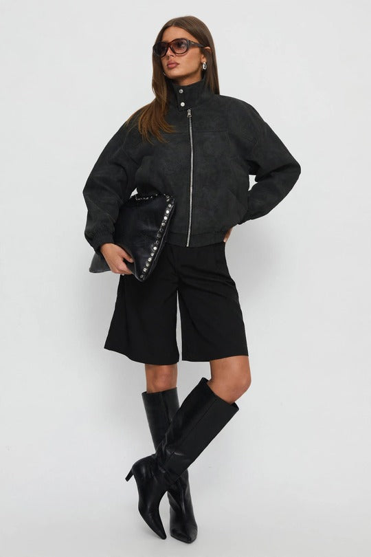 Women’s Suede Attitude Oversized Bomber Jacket