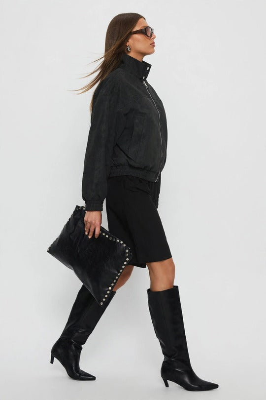 Women’s Suede Attitude Oversized Bomber Jacket