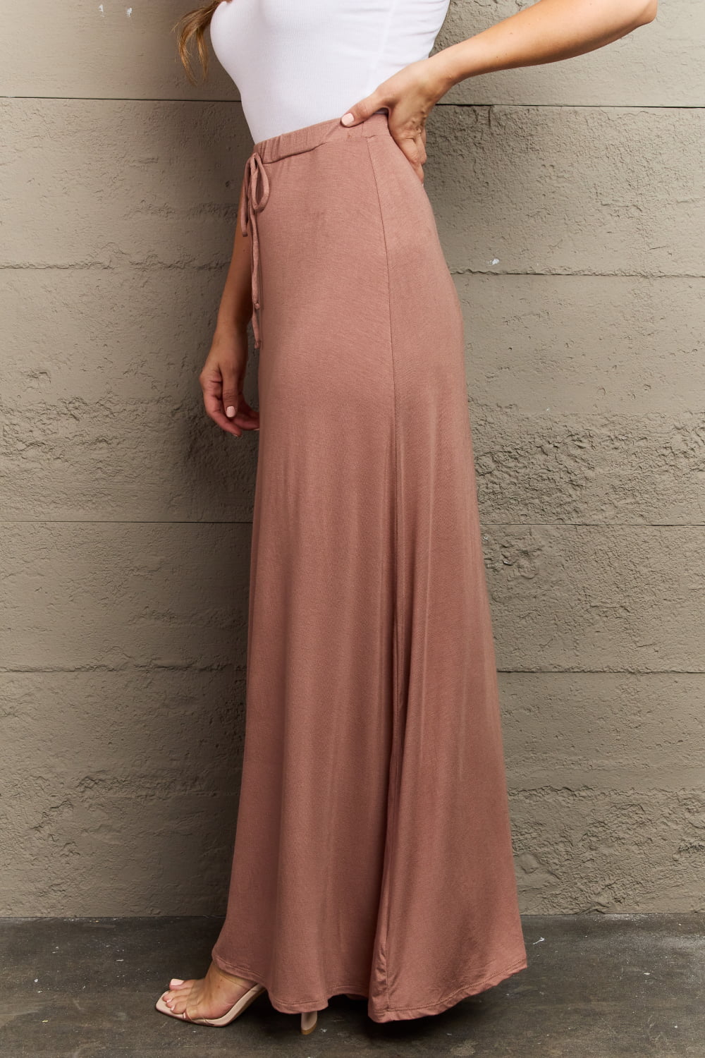 Culture Long Flare Maxi Skirt in Chocolate