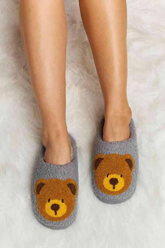 Teddy Bear Plush Slip On Slippers