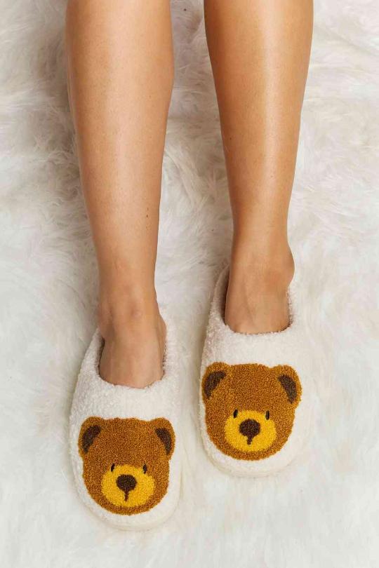 Teddy Bear Plush Slip On Slippers