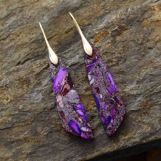 14K Décor Stone Dangle Earrings
