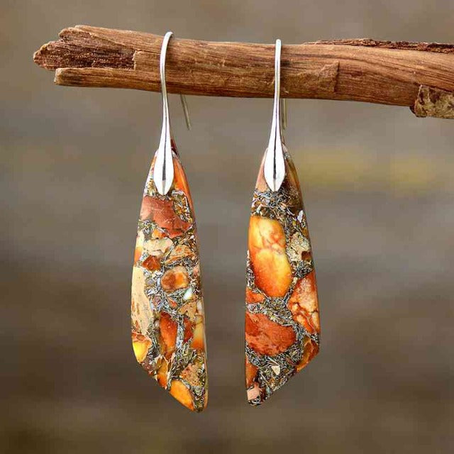 14K Décor Stone Dangle Earrings