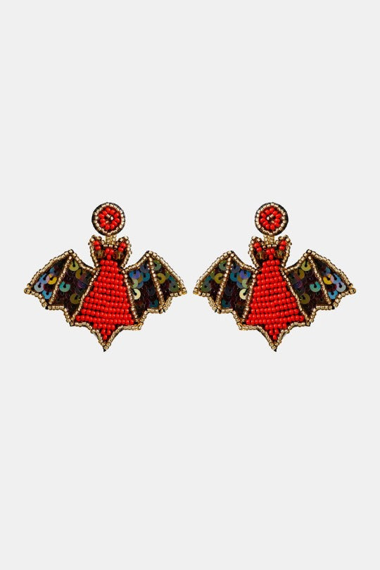 Bat Shape Beaded Dangle Earrings