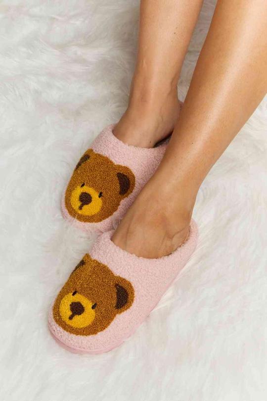Teddy Bear Plush Slip On Slippers