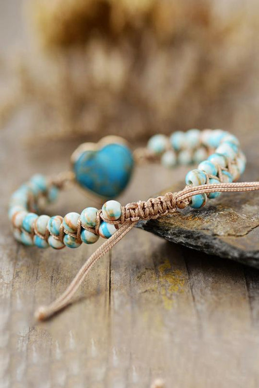 Women's Heart Shape Natural Stone Bracelet
