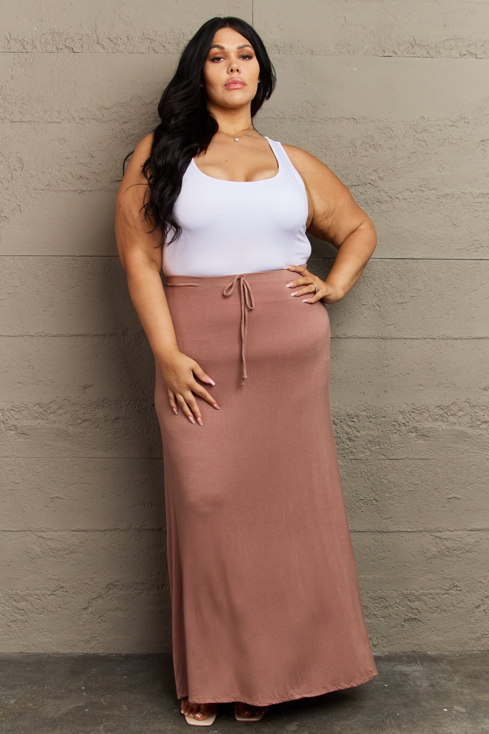 Culture Long Flare Maxi Skirt in Chocolate