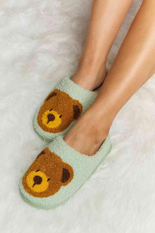 Teddy Bear Plush Slip On Slippers