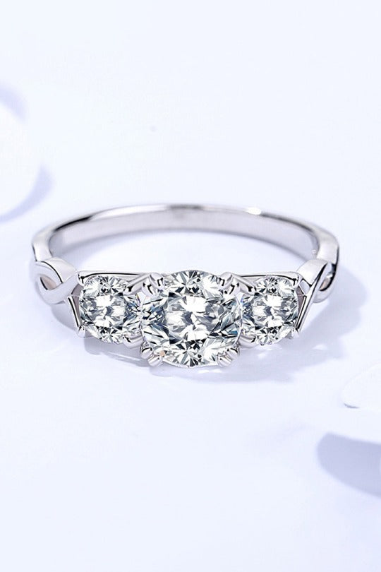 Anillo de diamantes de plata de ley de 1 quilate