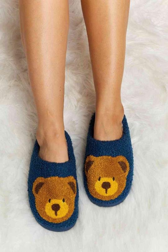 Teddy Bear Plush Slip On Slippers