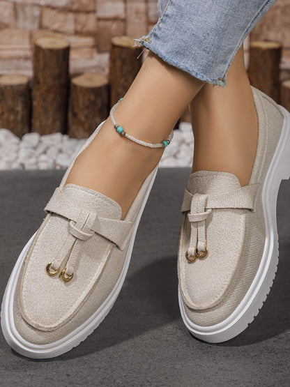 Zapatos planos sin cordones con punta redonda