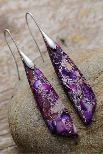 Pendientes colgantes con piedra decorativa de 14 quilates