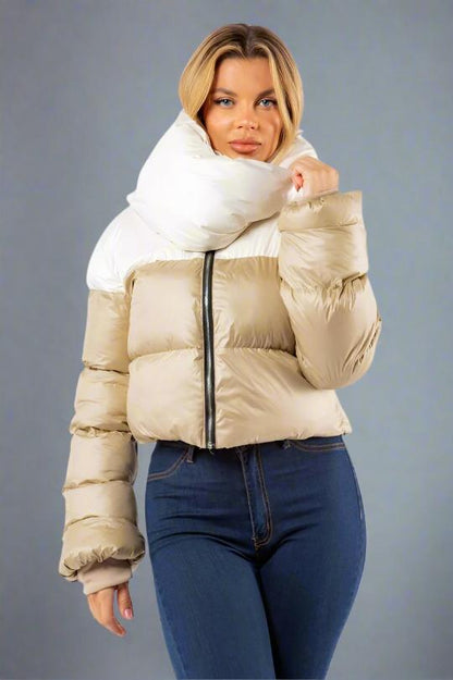 Wrap Around Short Waist Puffer Coat