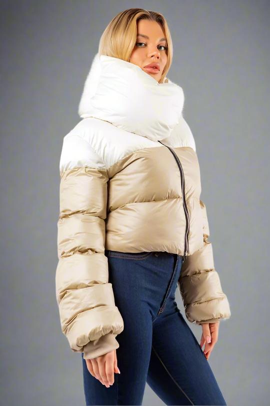 Wrap Around Short Waist Puffer Coat