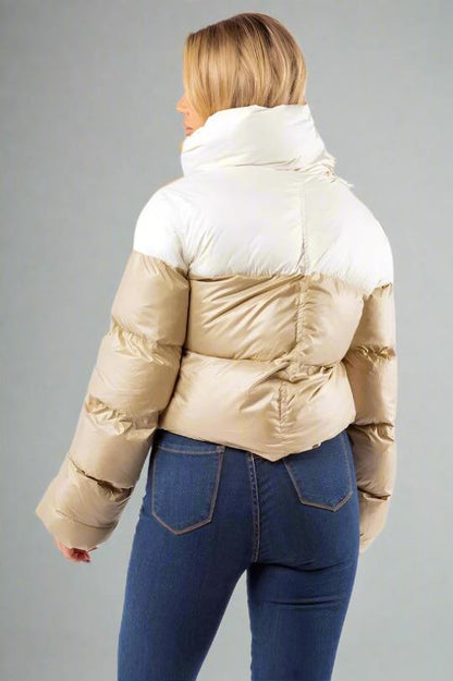 Wrap Around Short Waist Puffer Coat