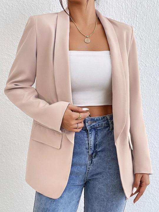 Square Shoulder Long Sleeve Blazer