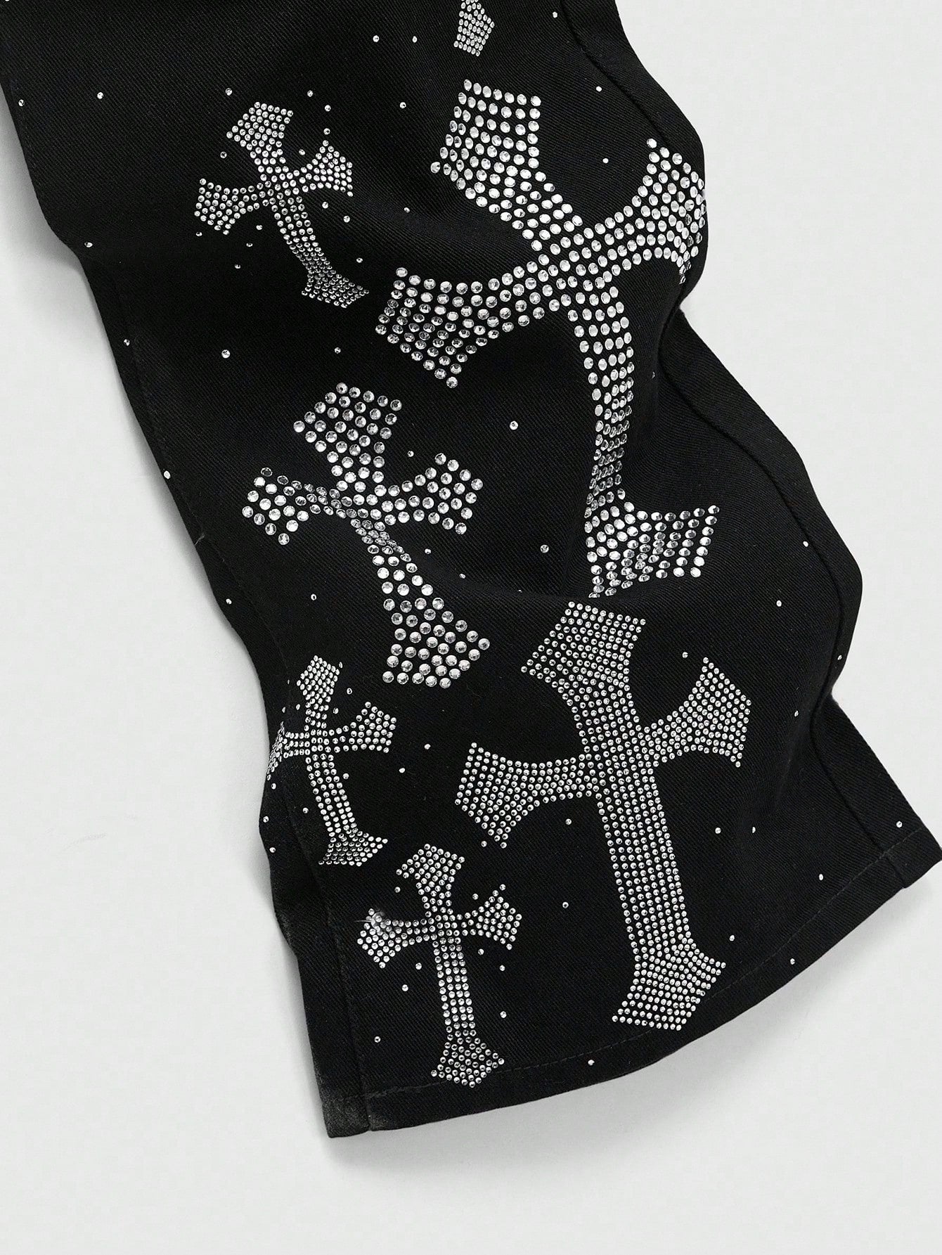 Men's Rebel Cross Rhinestone Loose Jeans