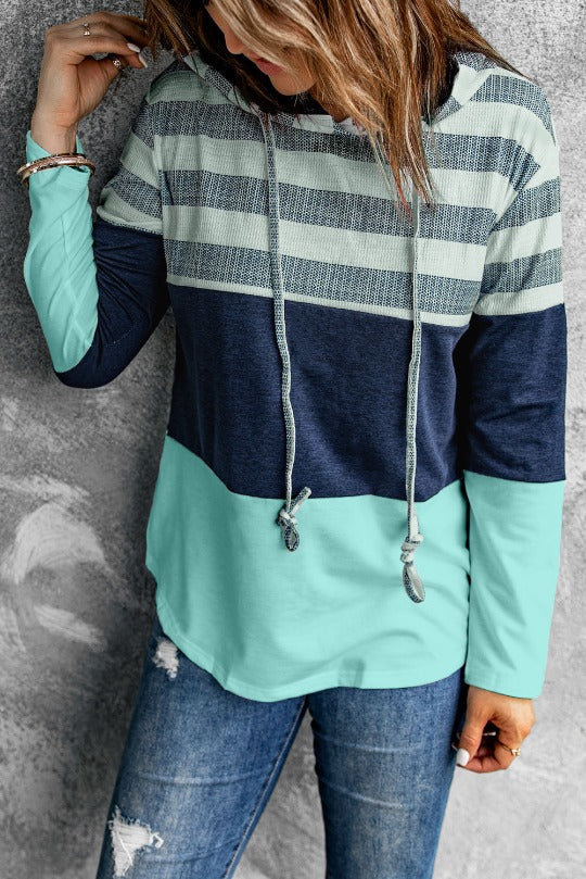 Striped Long Sleeve Pullover Hoodie