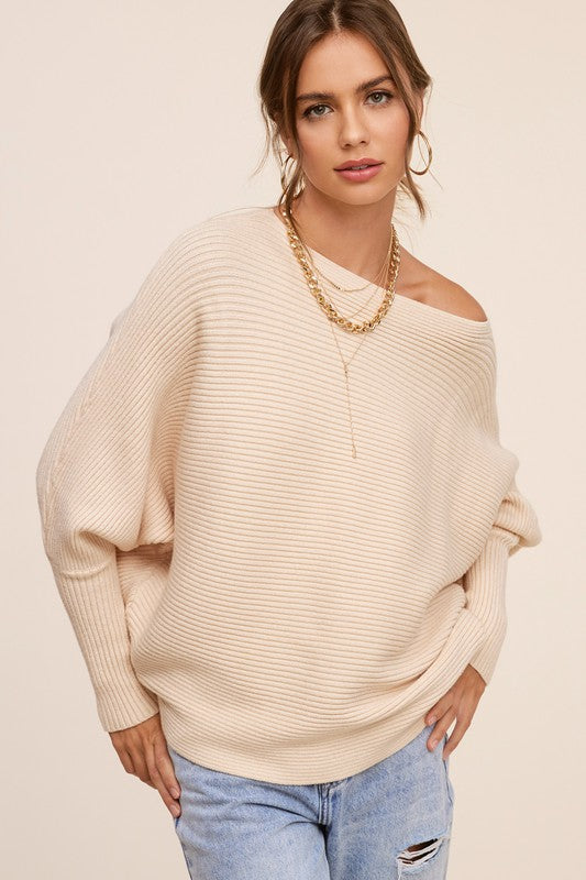 Women's Bubble Sleeve Boat Neck Sweater