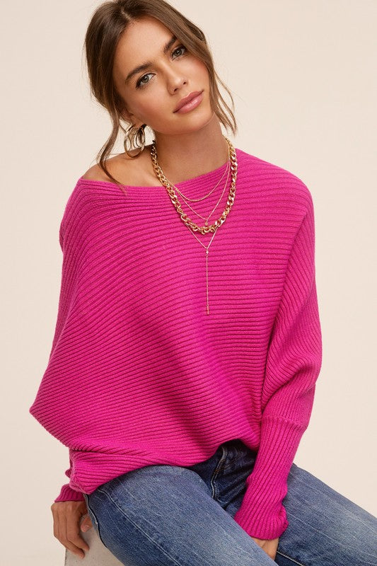 Women's Bubble Sleeve Boat Neck Sweater