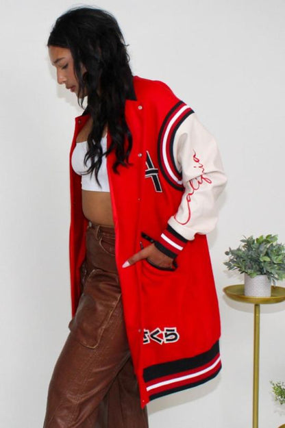 Long Fit School Varsity Letterman Jacket