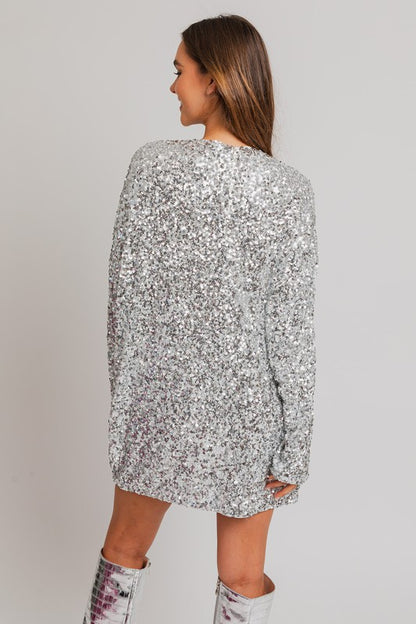 Women's Long Sleeve Sequin Mini Dress