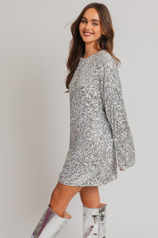 Women's Long Sleeve Sequin Mini Dress