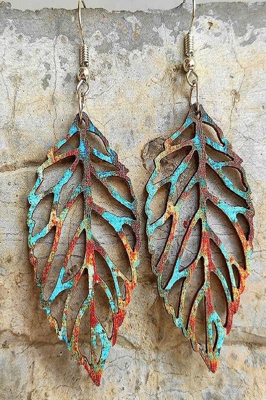 Leaf Shape Wooden Dangle Earrings