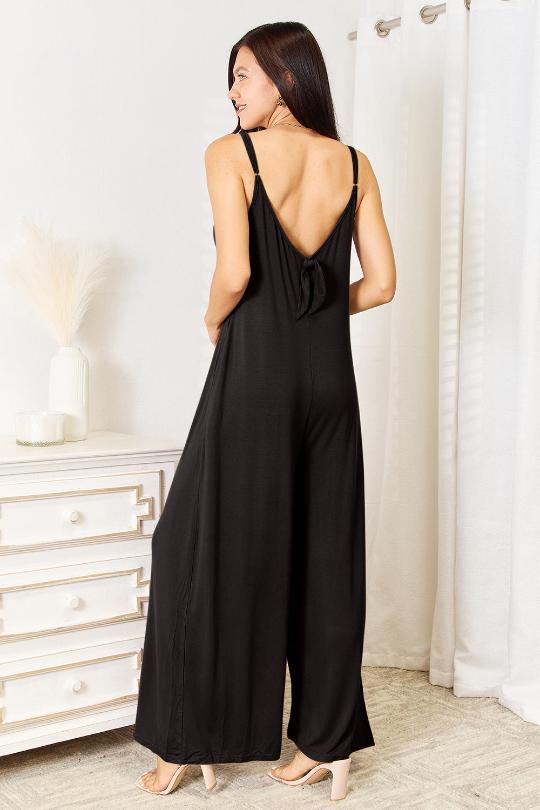 Soft Spaghetti Strap Wide Leg Jumpsuit