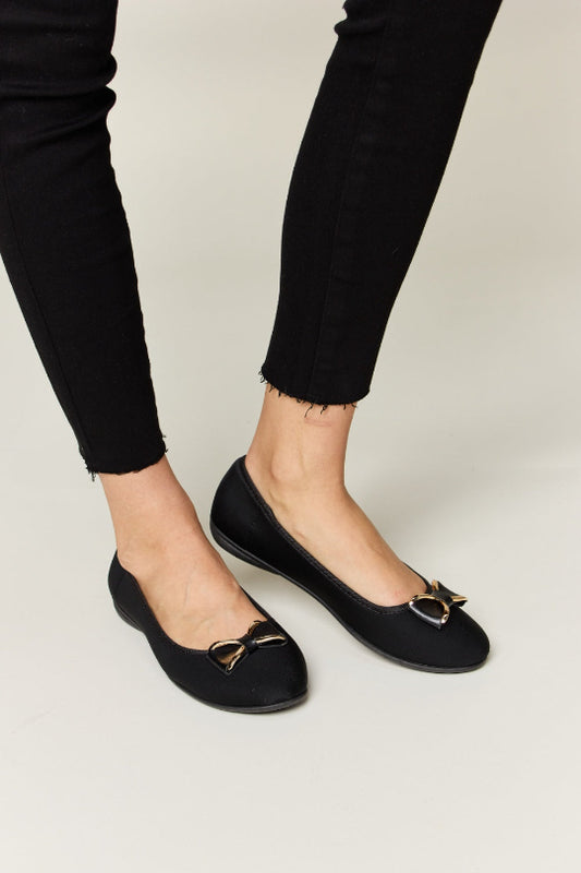 Midnight Charm Bow Flat Loafers