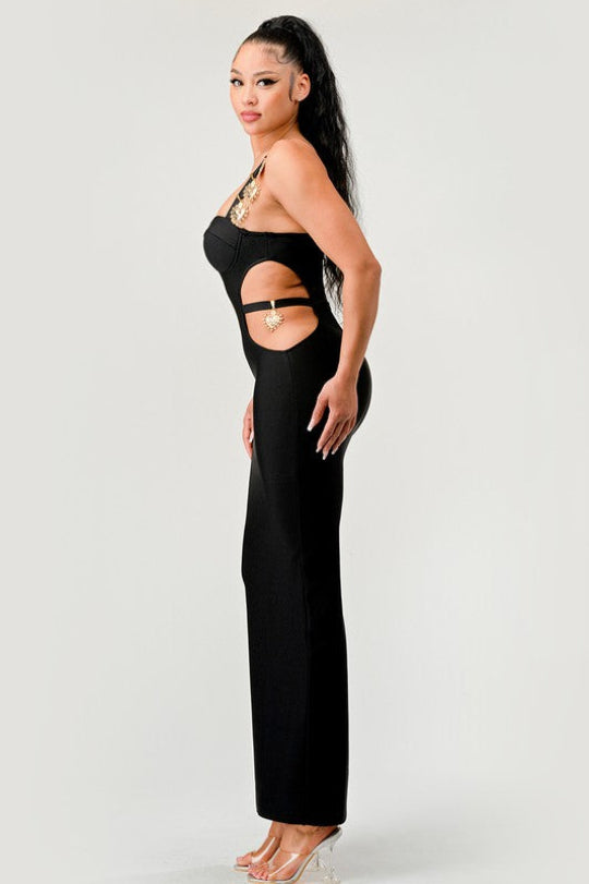 Women's Black Swan Bandage Gown