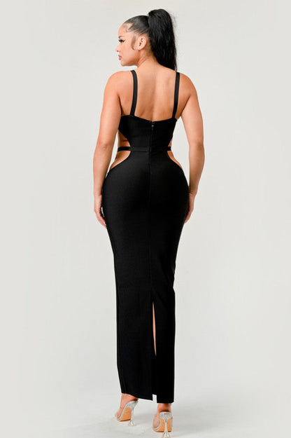 Women's Black Swan Bandage Gown