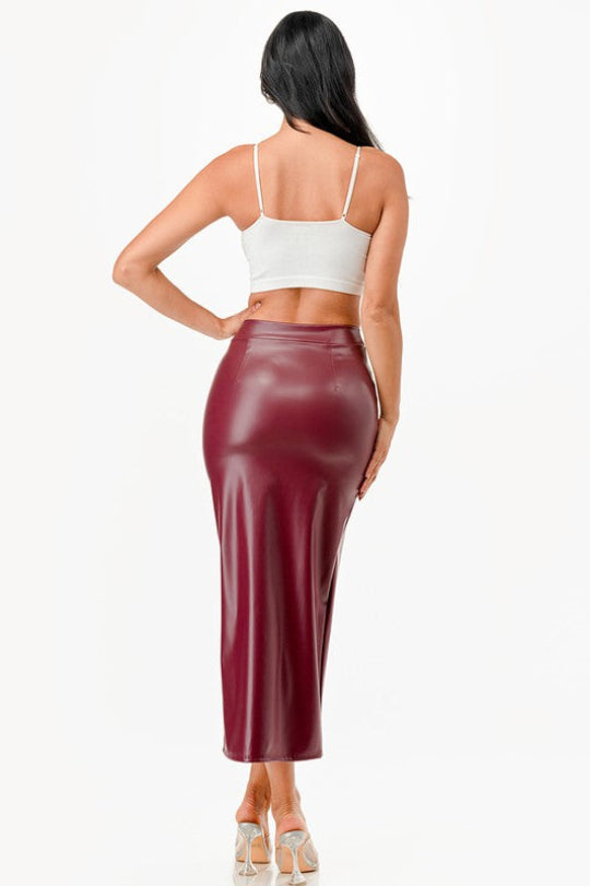 Women's Long PU Leather Pencil Skirt