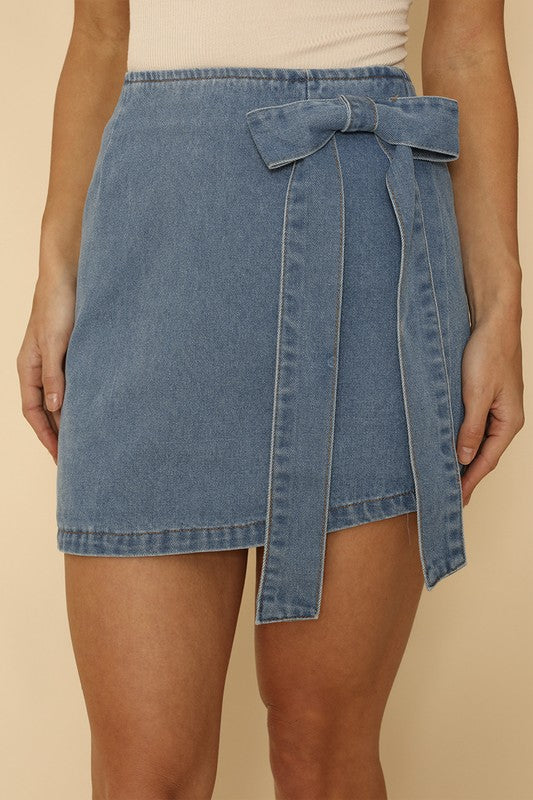 1 Asymmetrical denim bow skirt