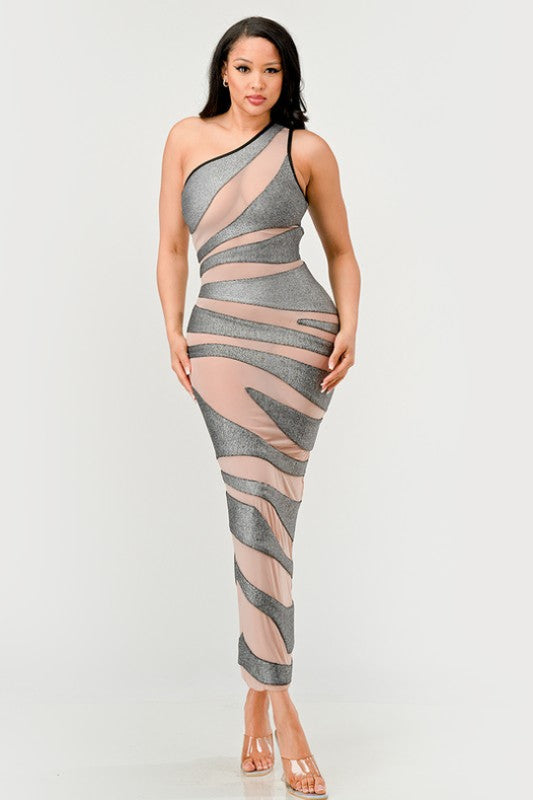 Metallic Obsidian Mirage Illusion Gown