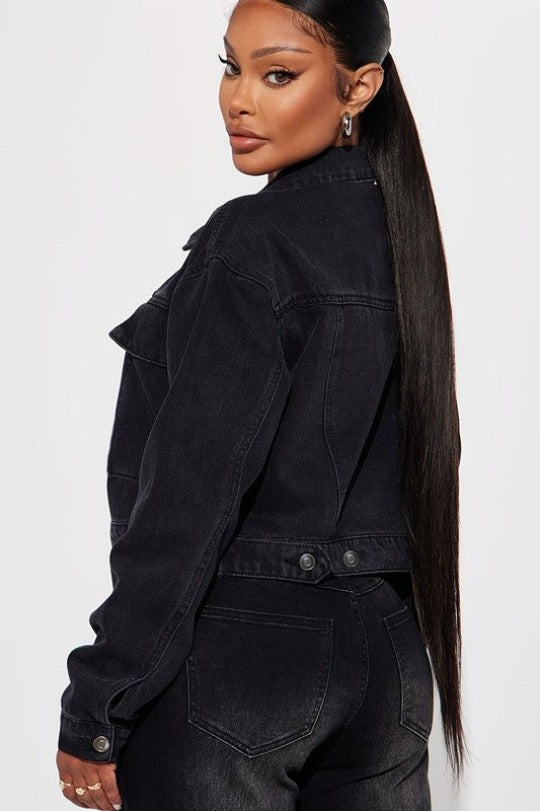 Women's Classic Black Jean Jacket