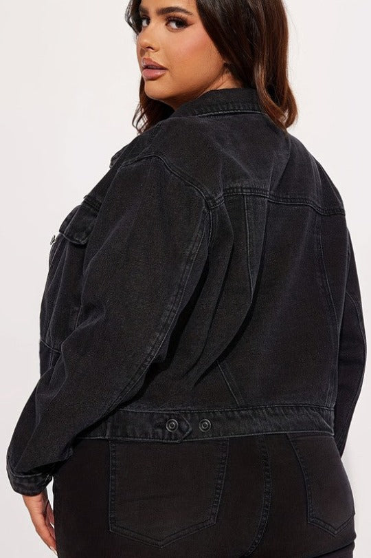 Women's Classic Black Jean Jacket