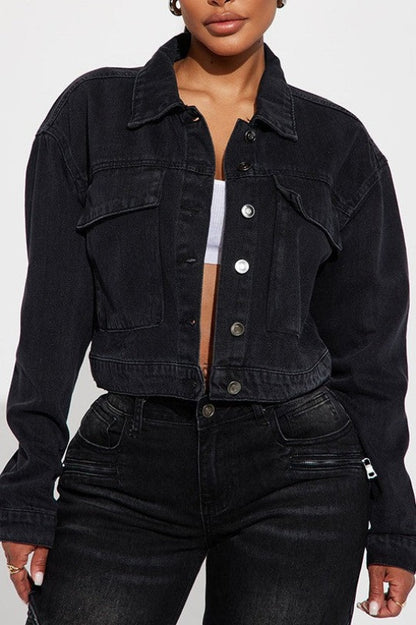 Women's Classic Black Jean Jacket